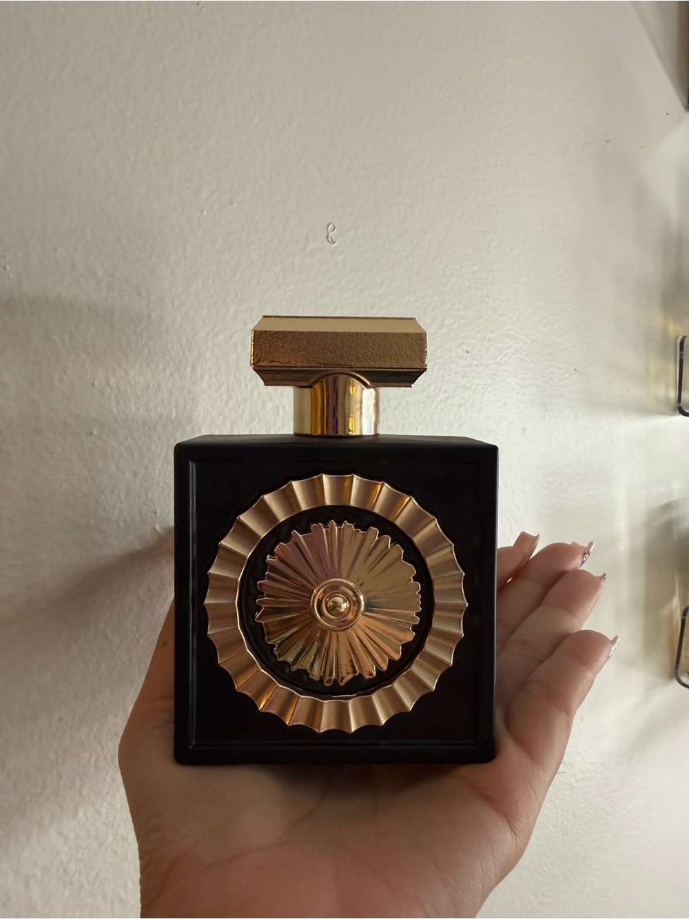 Black and Gold Decorative Bottle Accent with Medallion Detail